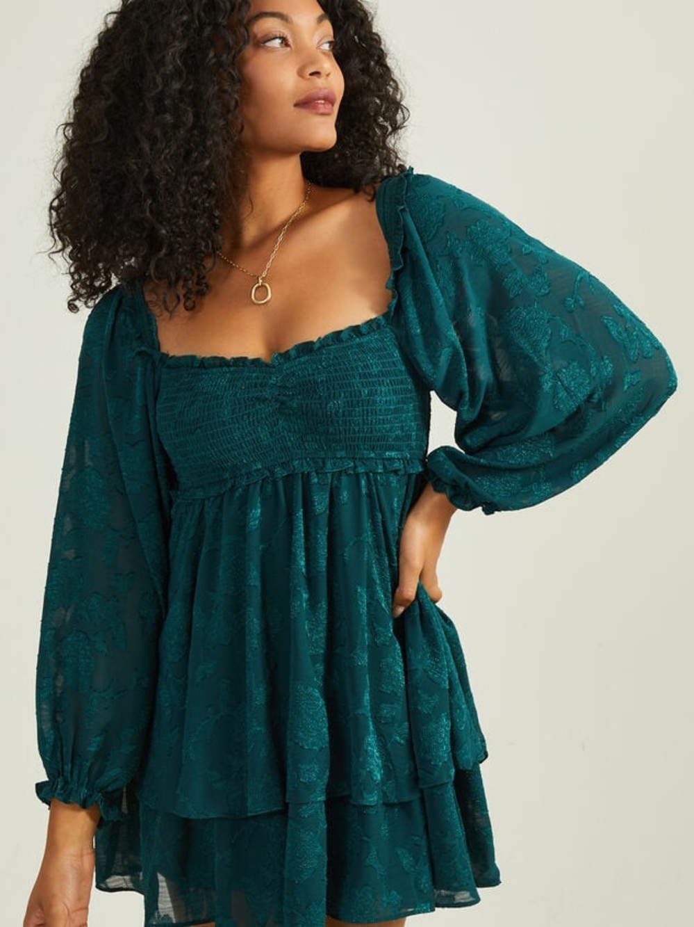 Altar'd State Dark Green Boho Mini Dress